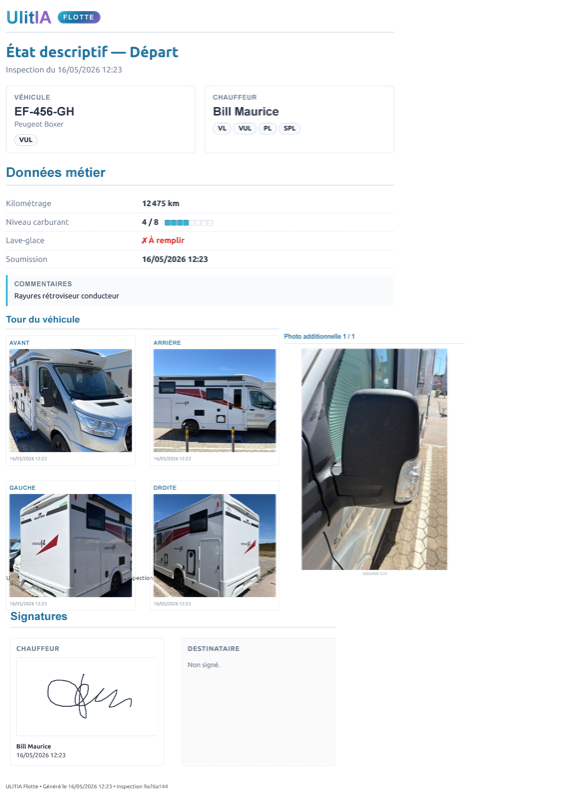 PDF d'état descriptif auto-généré, 4 pages avec photos et signatures
